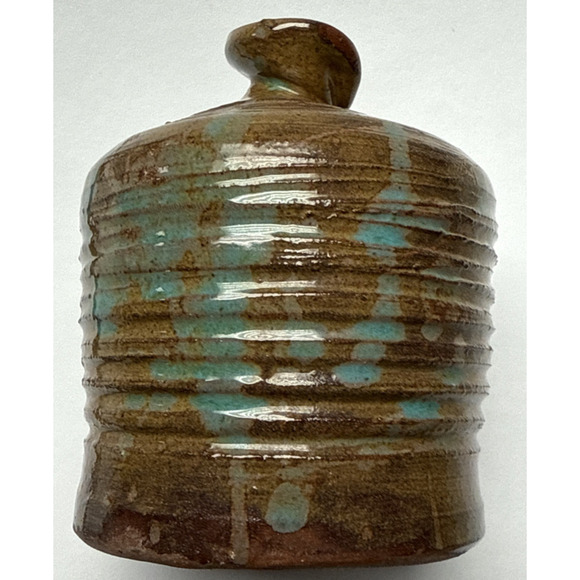 MCM Bailey Studio Art Pottery Glazed Vase Weed Pot Brown Green As Is - Picture 1 of 15